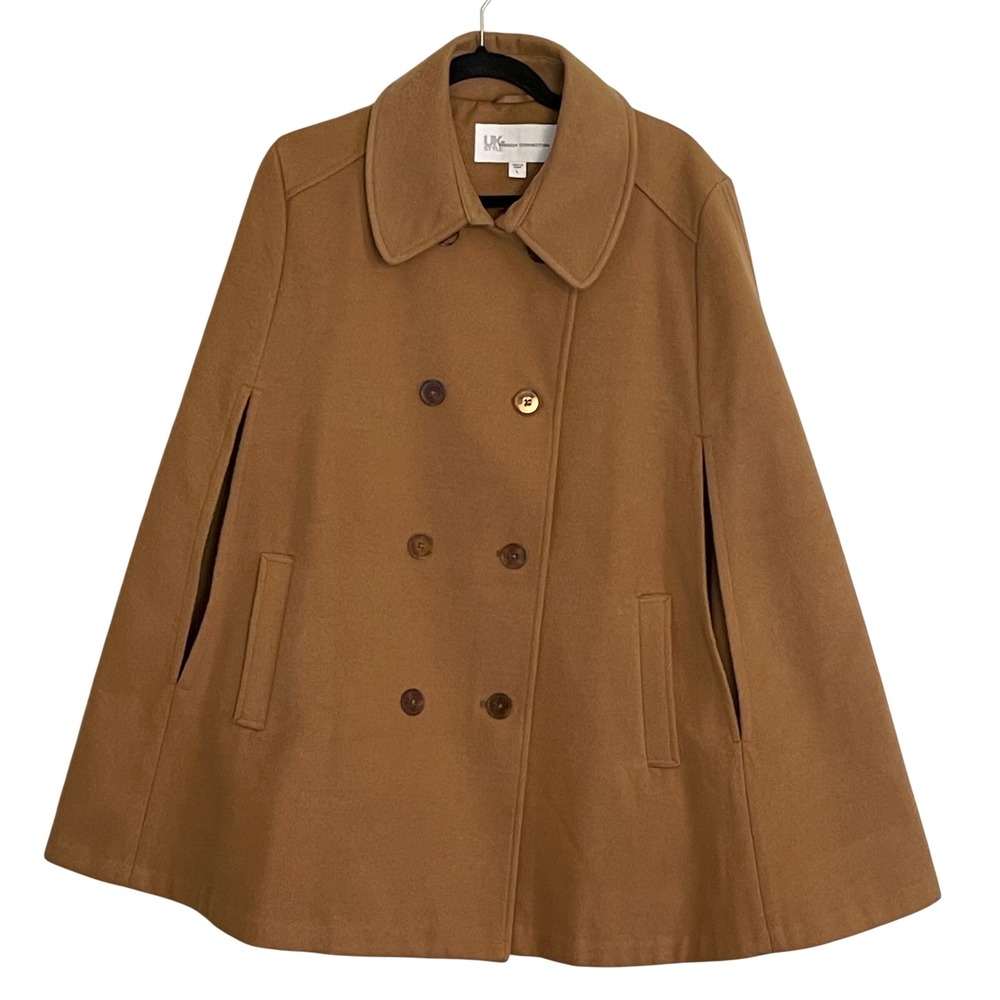 UK Style by French Connection Camel Cape Coat Tan Large Sherlock Holmes Academia
